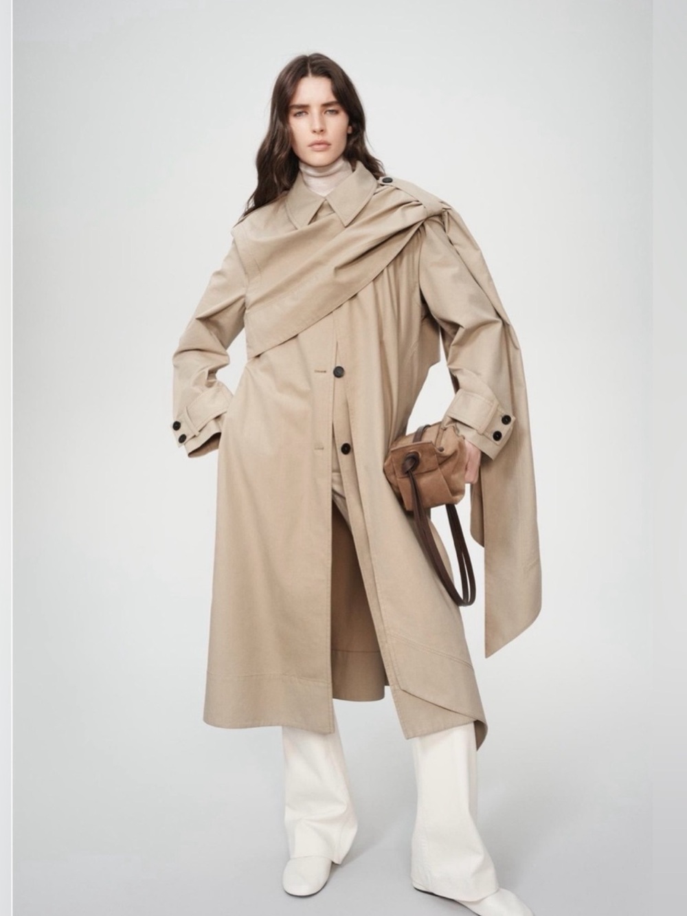 Zara The Item 2-in-1 Detachable Waistcoat Oversized Trench Coat Beige NWTk